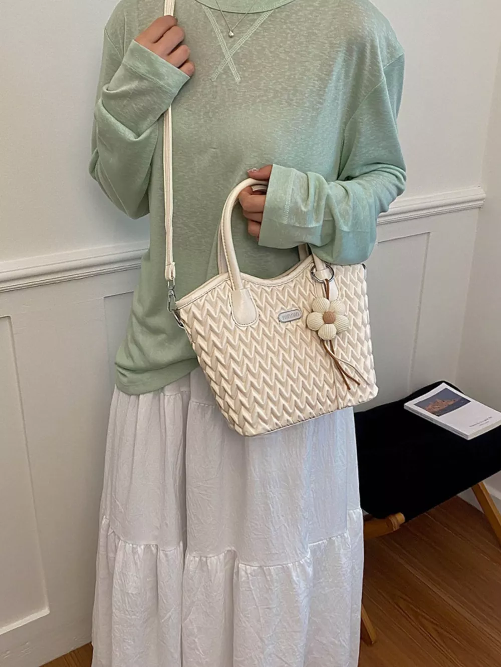 Top Handle Texture Crossbody Bag, image 9
