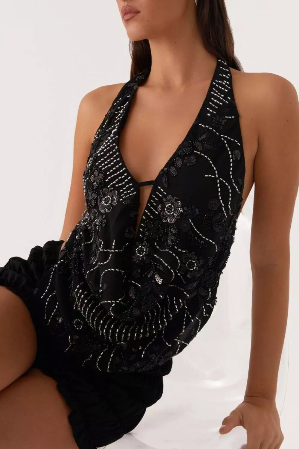 Bead Embellished Halter Neck Tank, image 3
