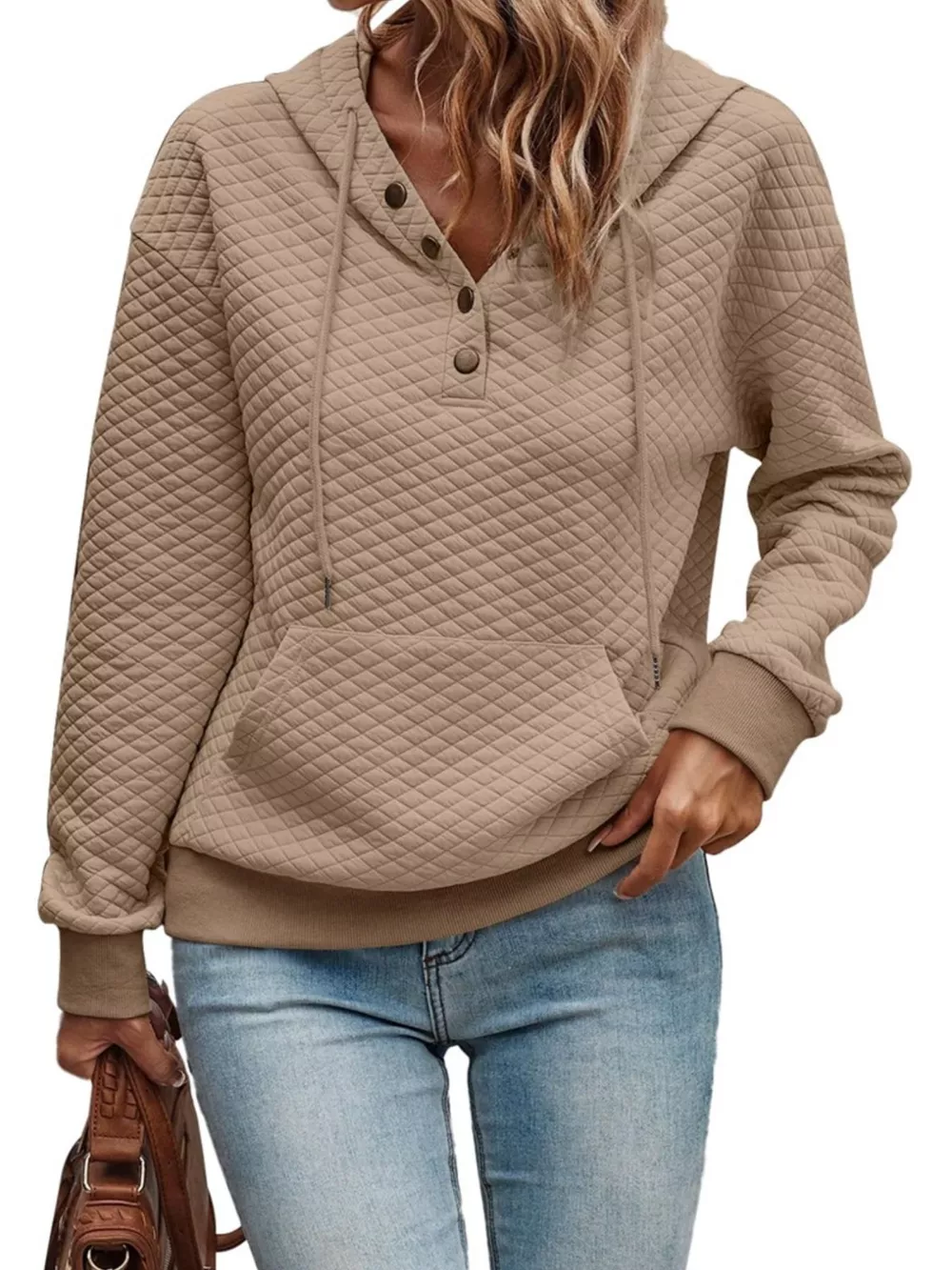 Drawstring Textured Dropped Shoulder Hoodie, image 17