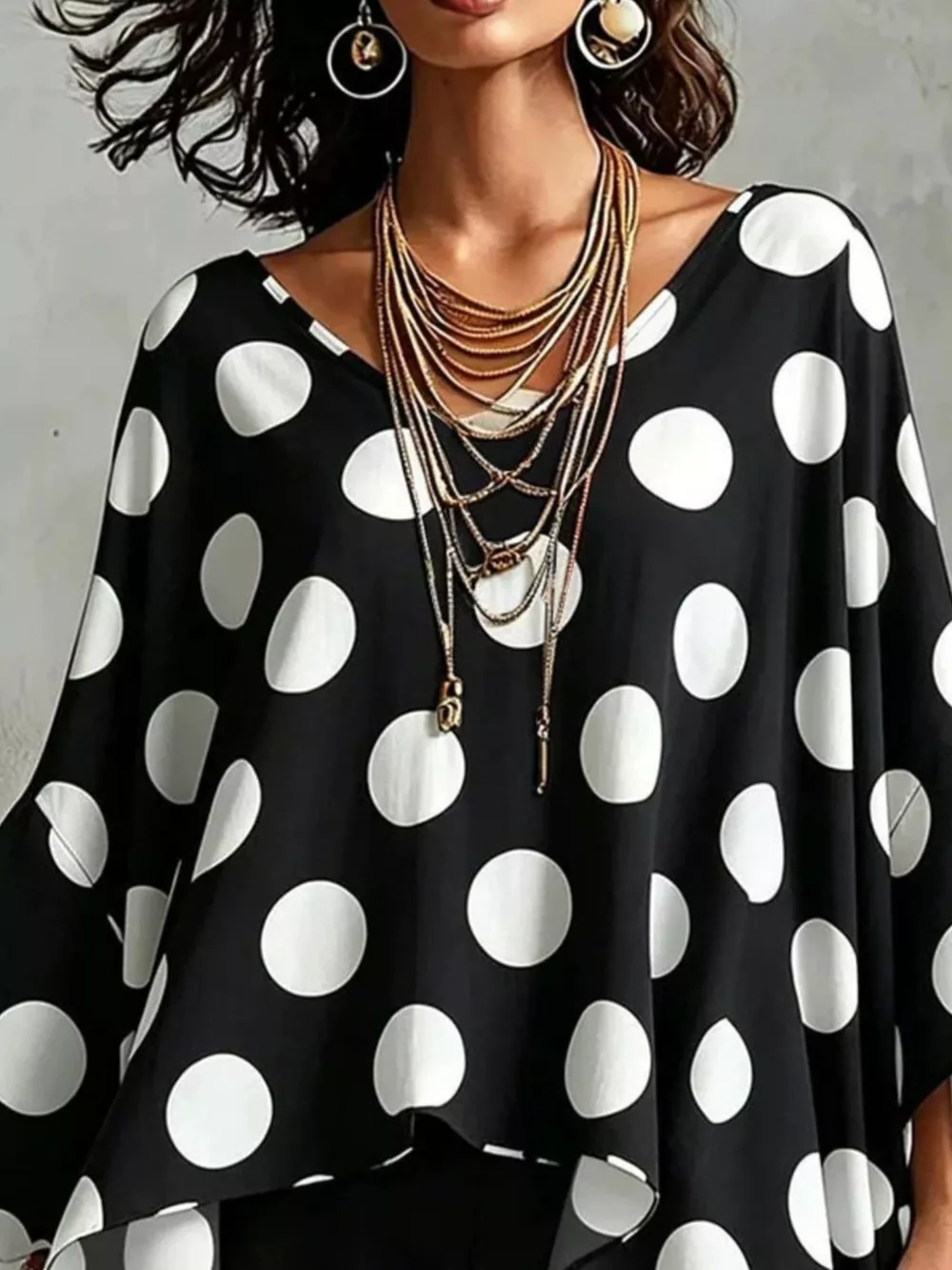 Polka Dot Asymmetrical Hem Blouse, image 9