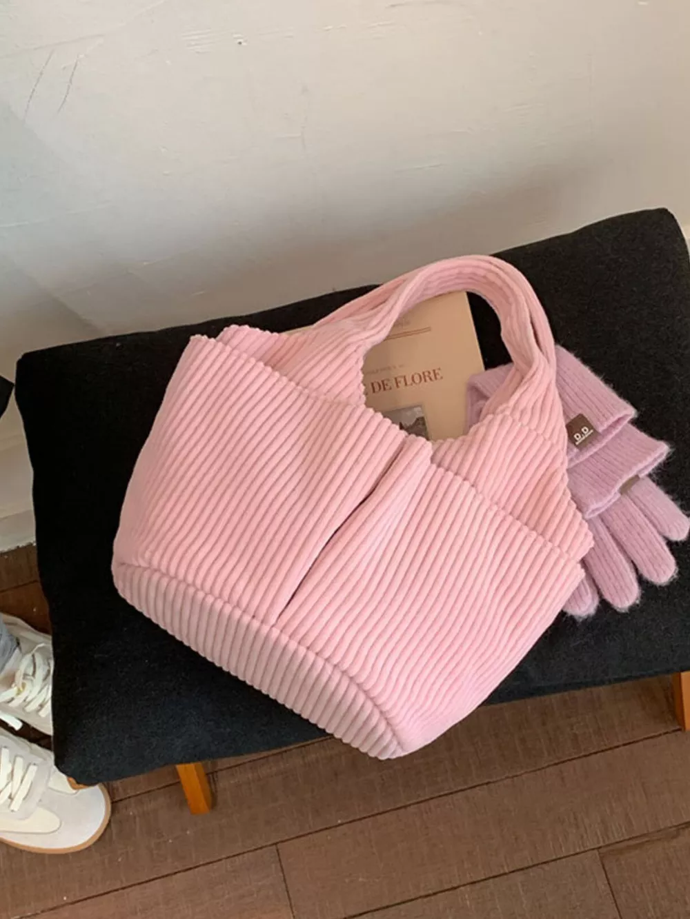 Corduroy Solid Color Handbag, image 4