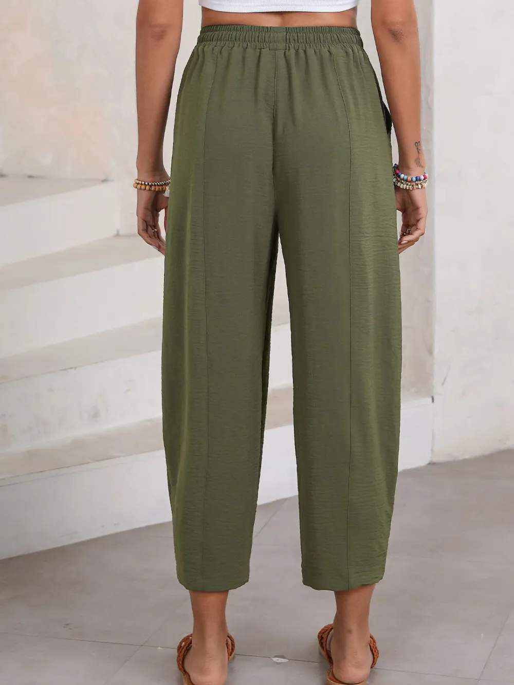 Full Size Drawstring Cropped Jogger Pants Plus Size, image 6