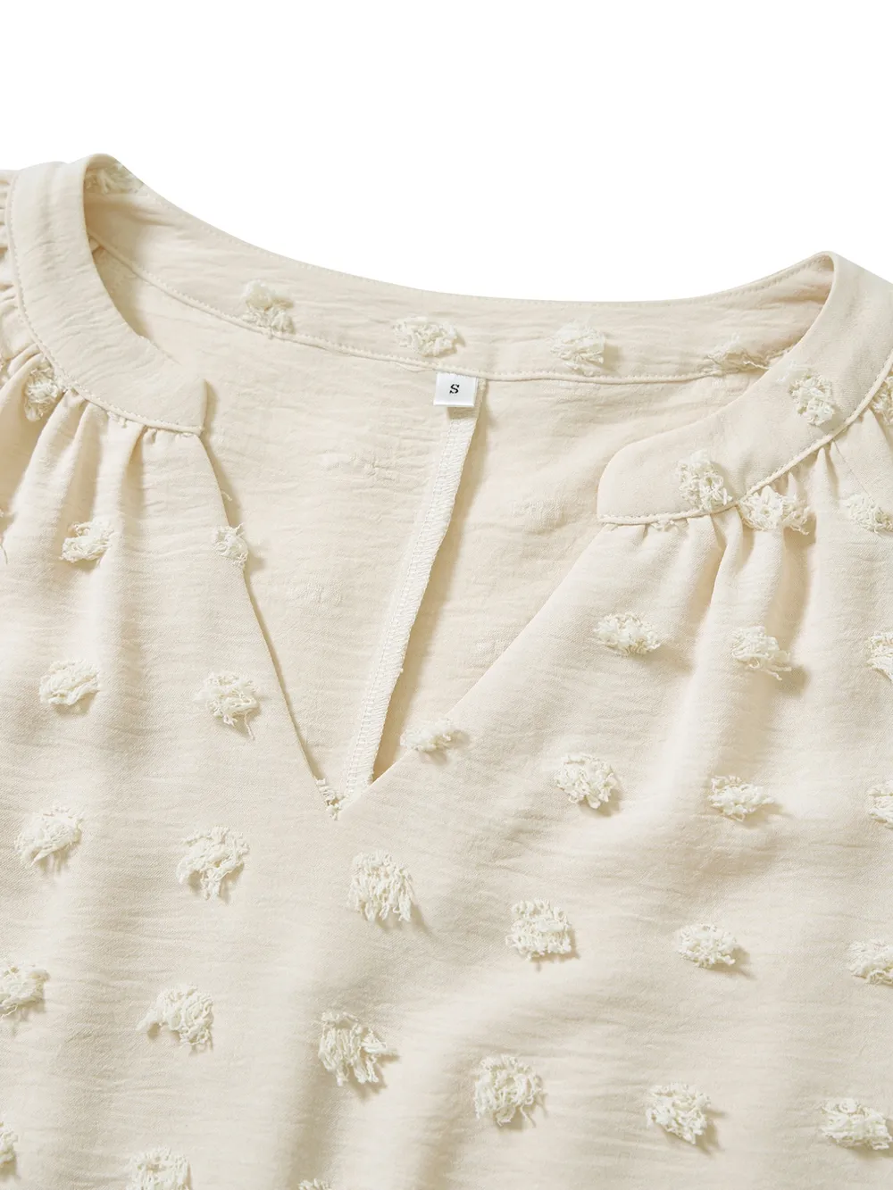 Swiss Dot Notched Half Se Blouse, image 14