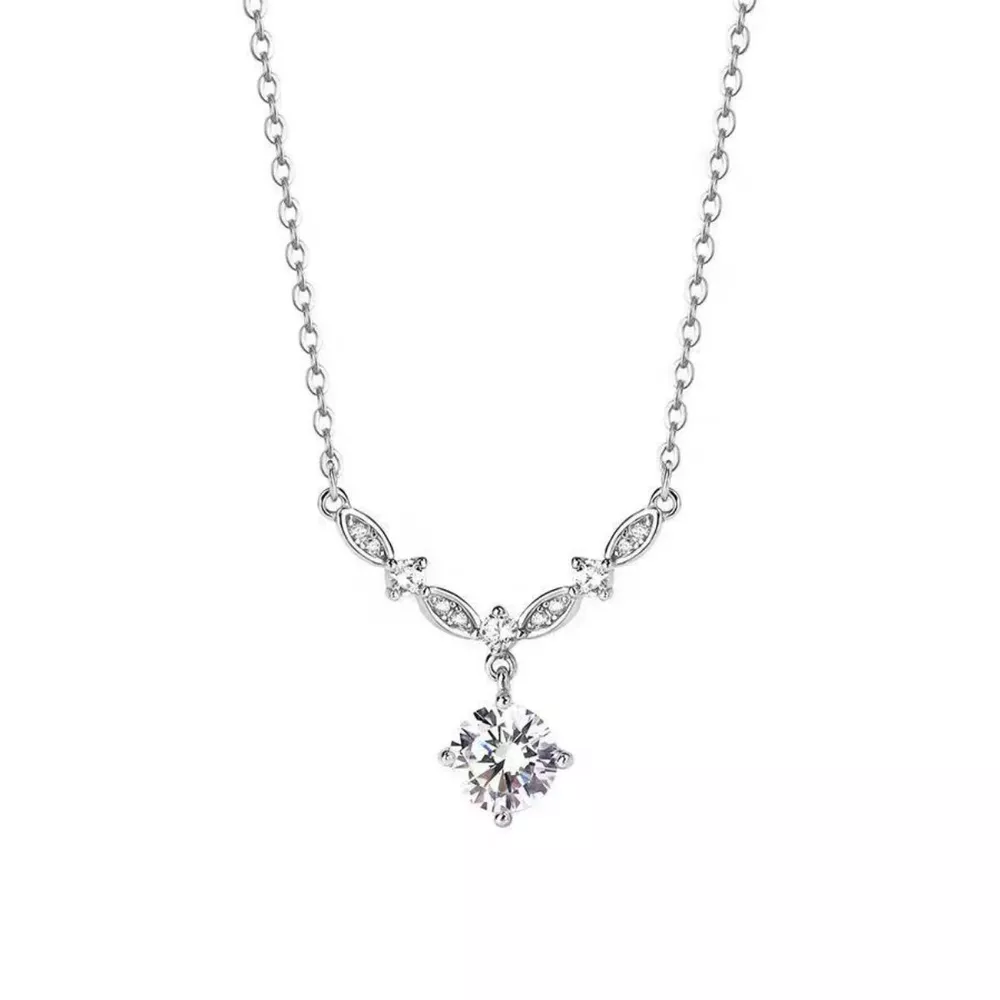 925 Sterling Silver Zircon Pendant Necklace, image 9