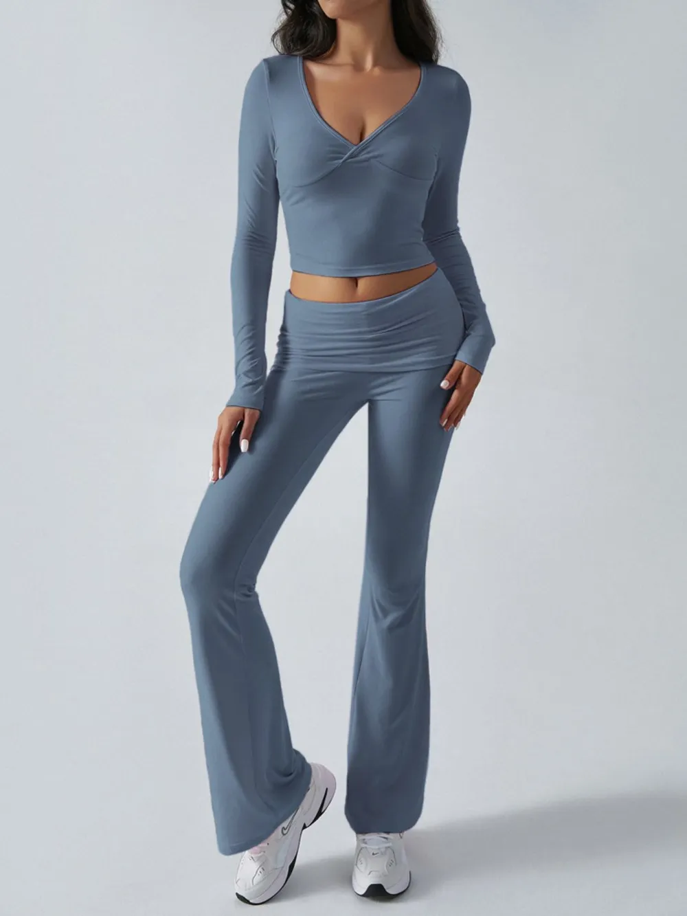 Ruched Long Sleeve Top and Pants Set, image 21