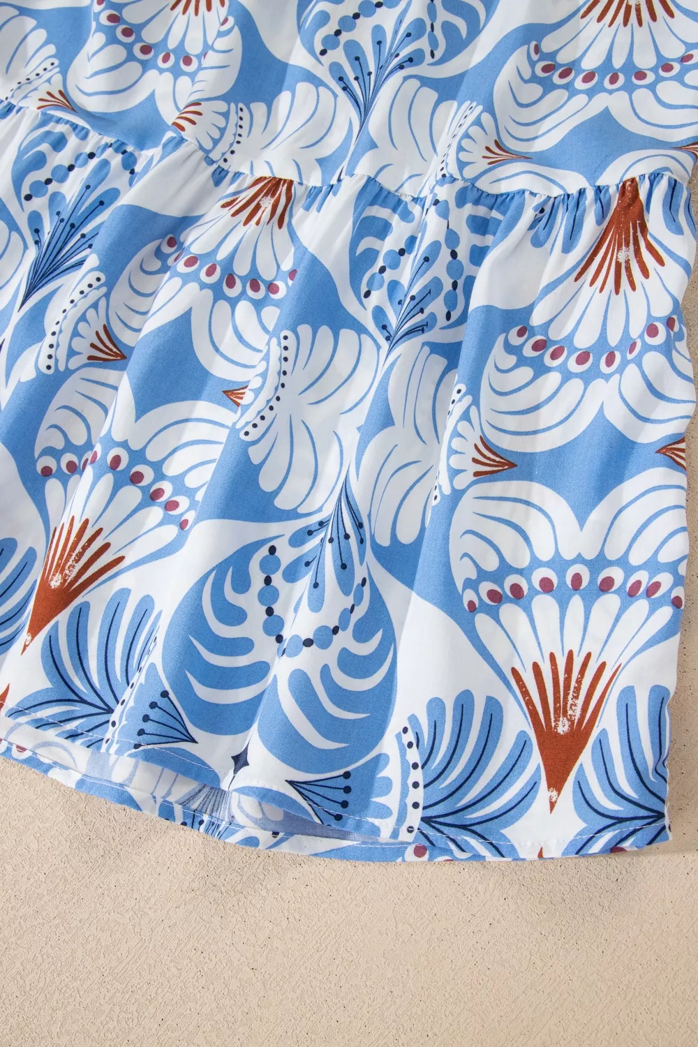 Tropical Botanic Print Flutter Sleeve Vacation Dress, image 12