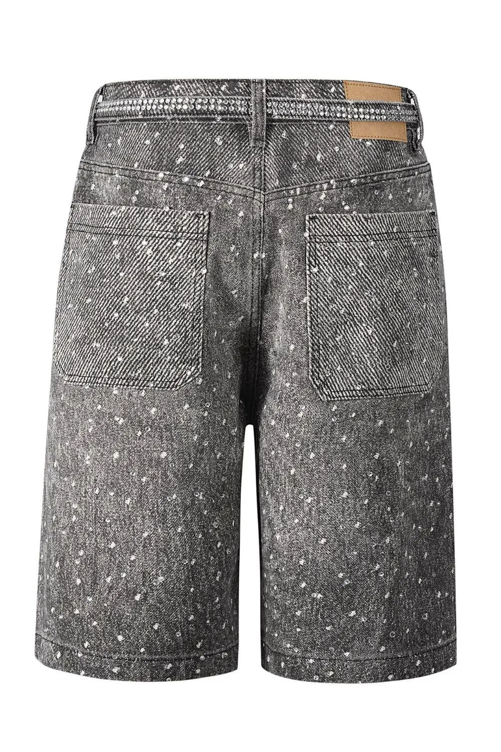 Men's Washed Rhinestone Denim Bermuda Shorts, image 2