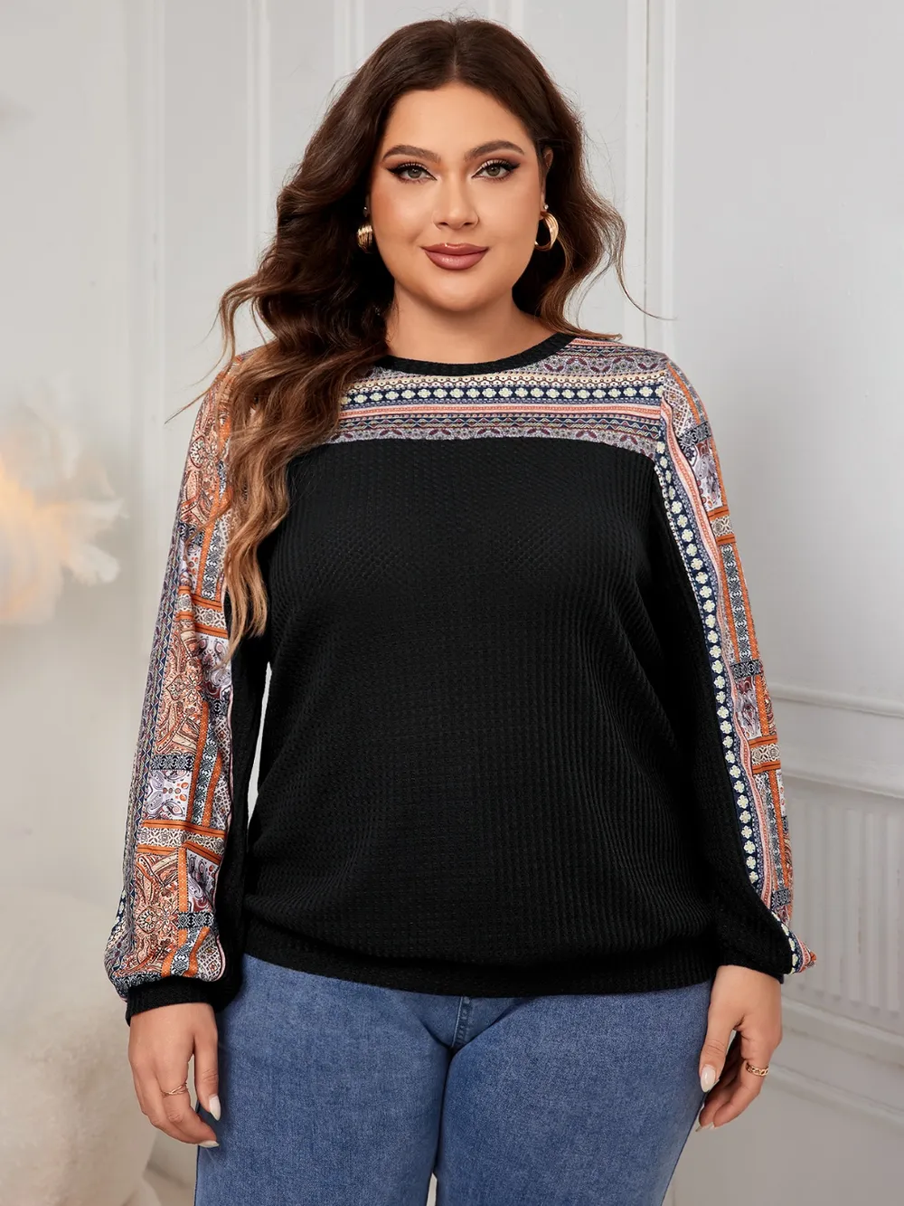Plus Size Printed Long Sleeve Sweatshirt, image 3