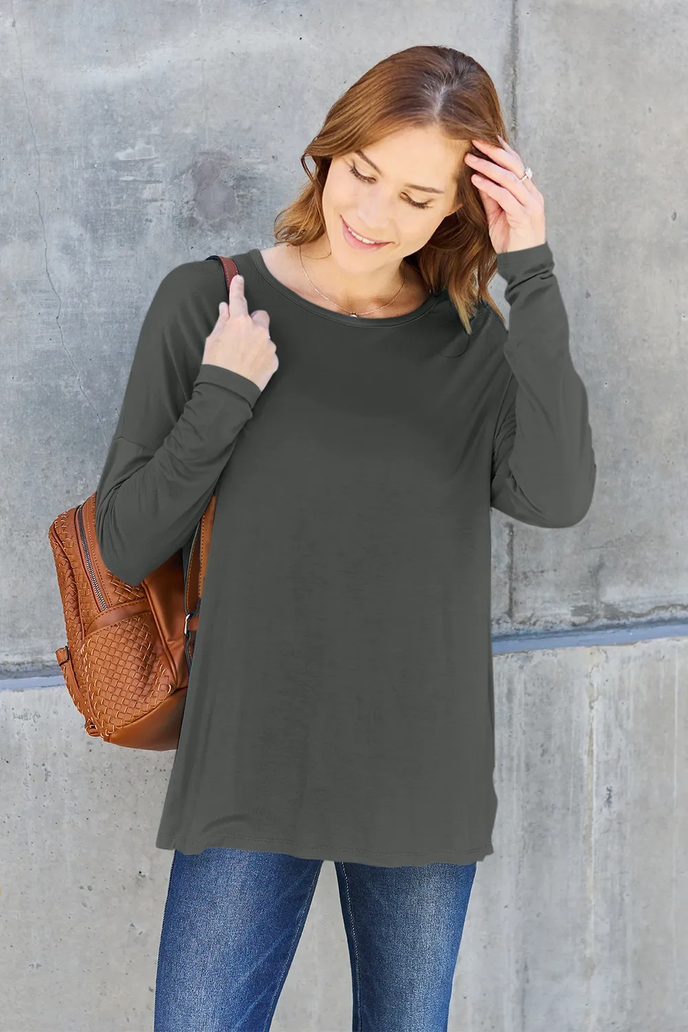 Full Size Round Neck Dropped Shoulder T-Shirt, image 2