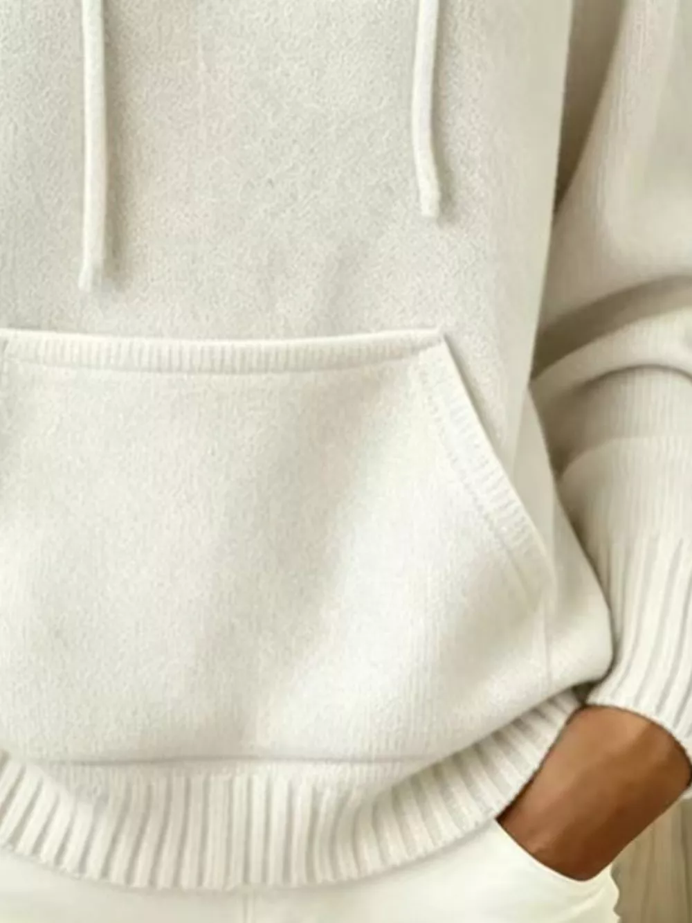 Full Size Drawstring Kangaroo Pocket Hooded Sweater Plus Size, image 3