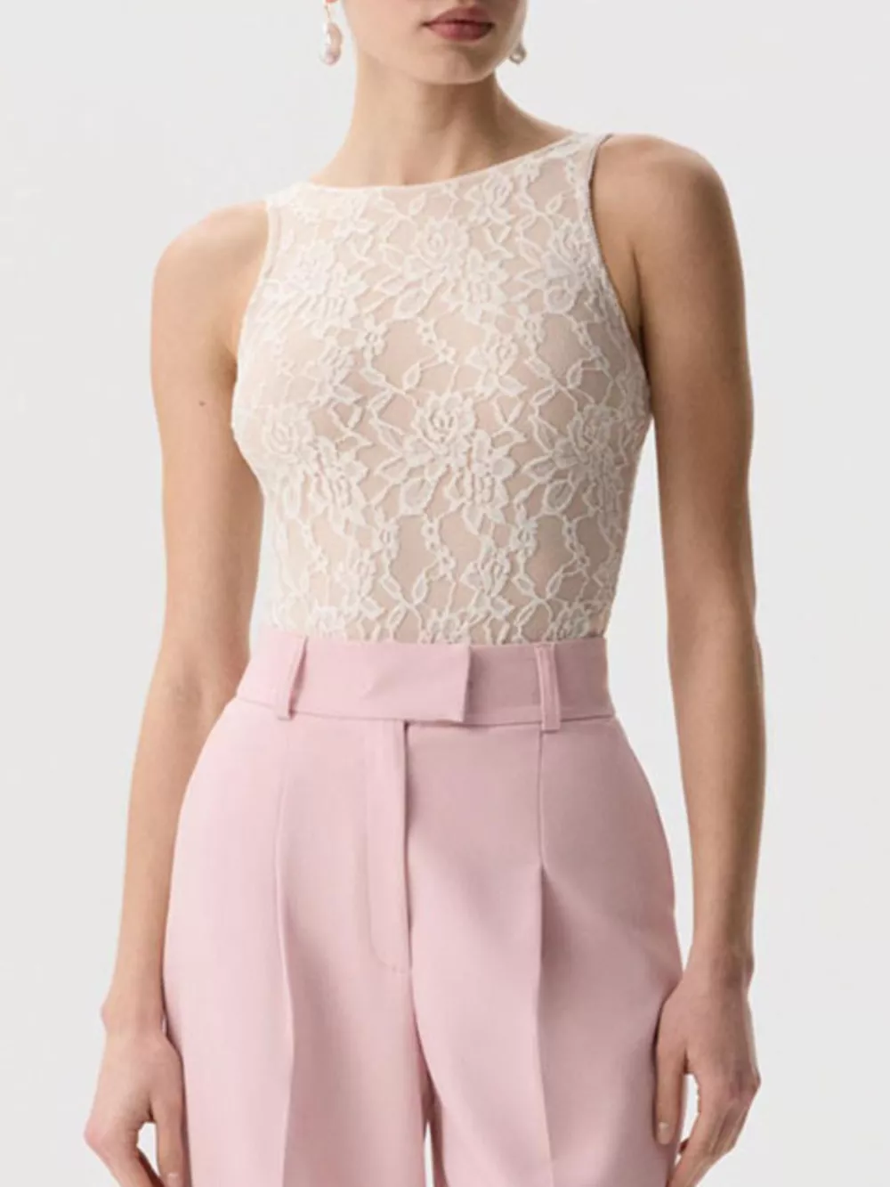Lace Round Neck Tank, image 2