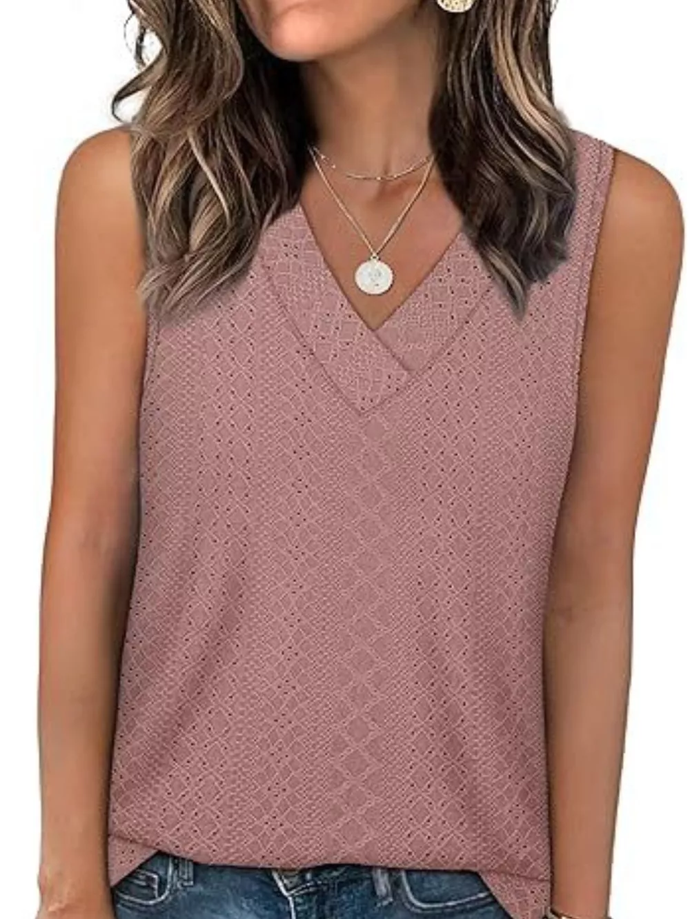 Eyelet V-Neck Tank, image 2