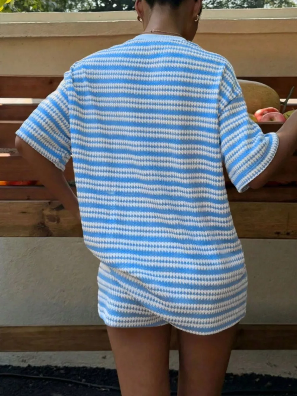 Striped Short Sleeve Top and Shorts Set, image 15