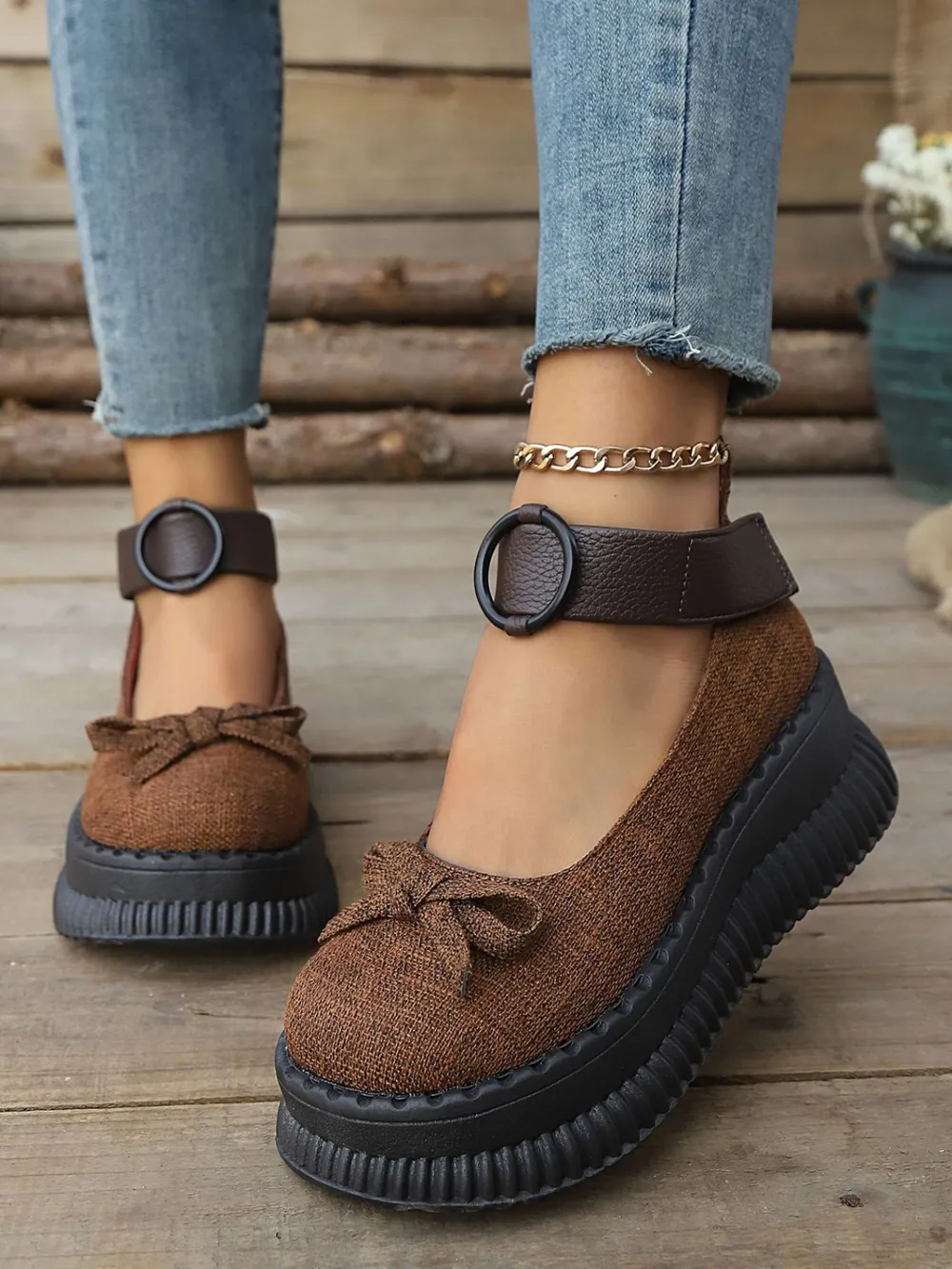 Bow Round Toe Platform Loafers, image 3