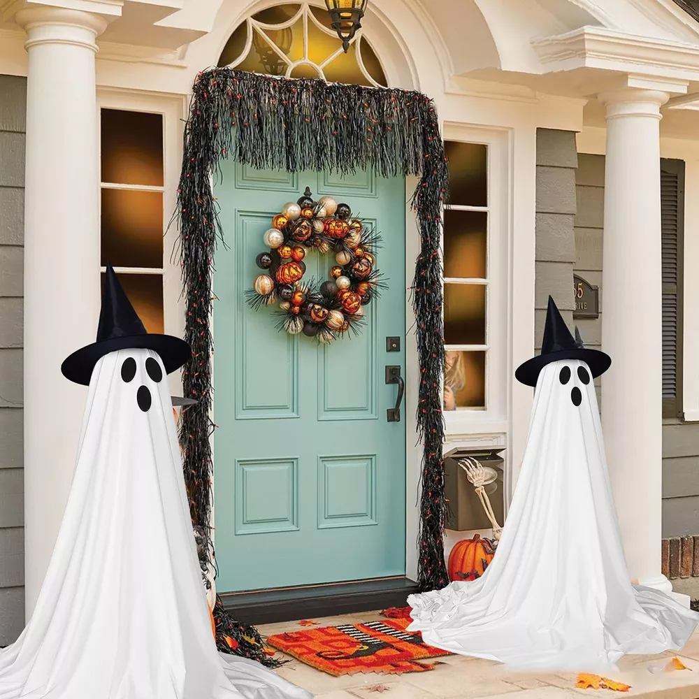 Halloween Lighted Ghost with Witch Hat 2 Piece Set, image 2