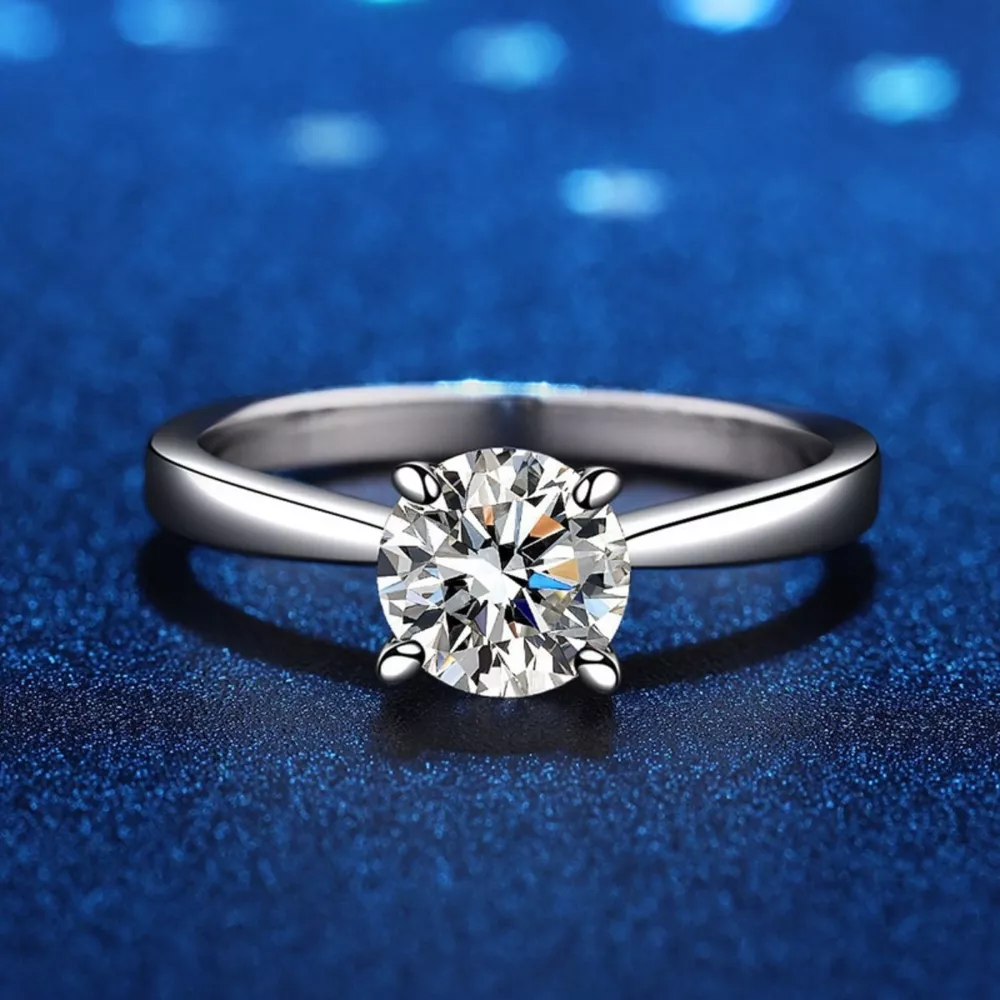 1 Carat Moissanite 925 Sterling Silver Ring, image 2
