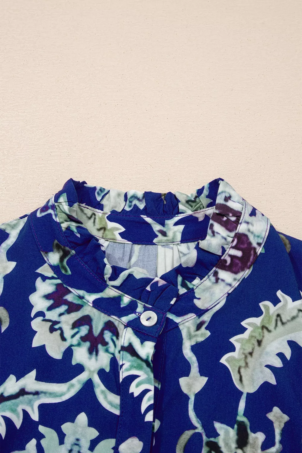 Wild Floral Print Frilled Collar Half Sleeve Dress, image 8