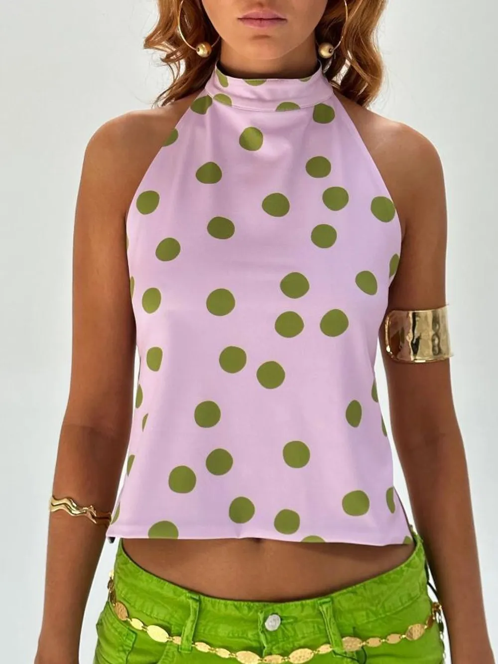 Backless Printed Halter Neck Tank, image 2