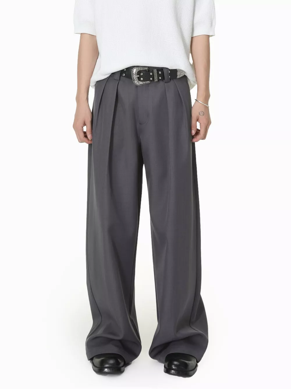 Men's High-Waisted Wide-Leg Pleated Pants, image 10