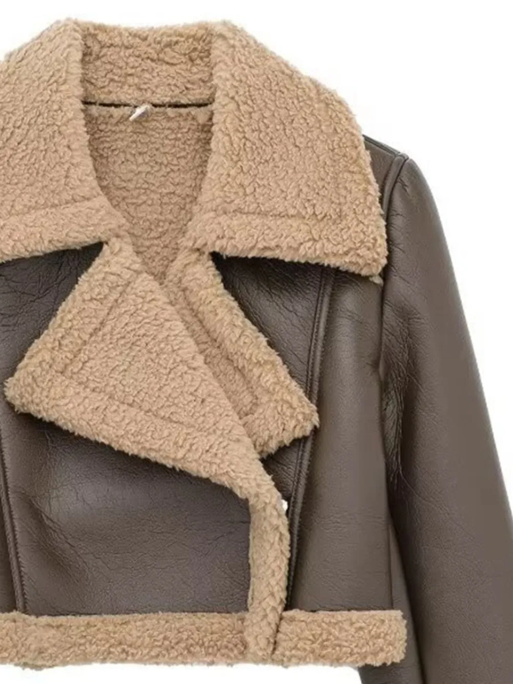 Collared Neck Long Sleeve Plush Cropped Jacket, image 22