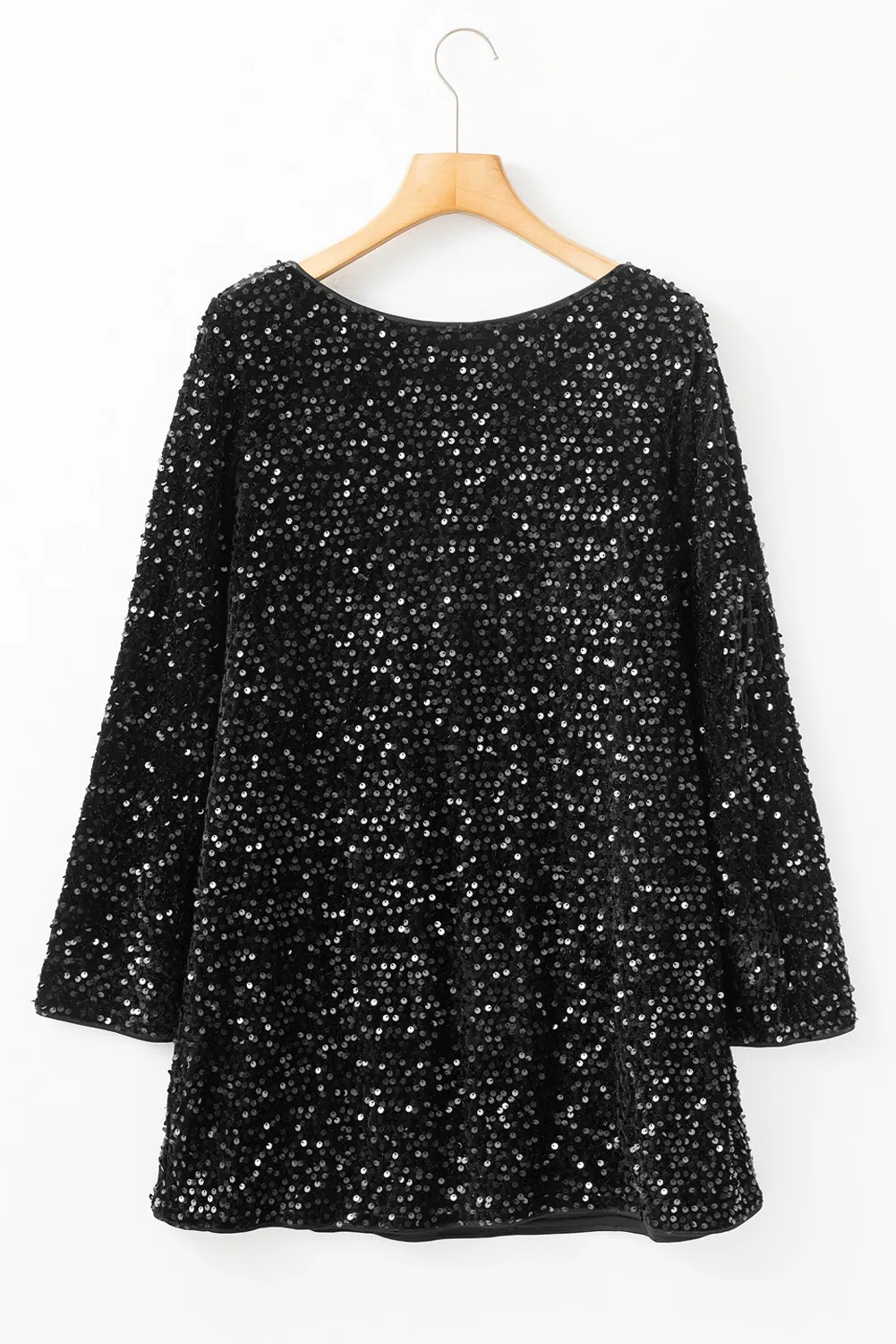 Sequin Round Neck Long Sleeve Mini Dress, image 2