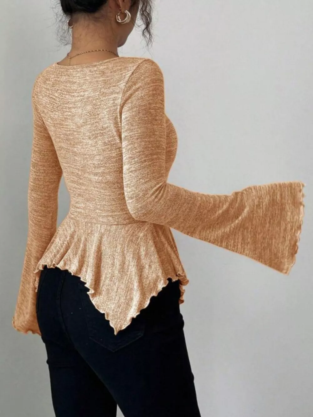 Ruched Flared Sleeves Peplum T-Shirt, image 21