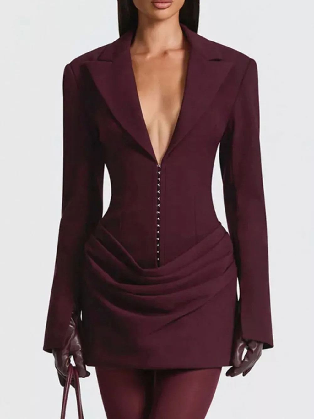 Full Size Blazer-Style Long Sleeve Mini Dress Plus Size, image 2