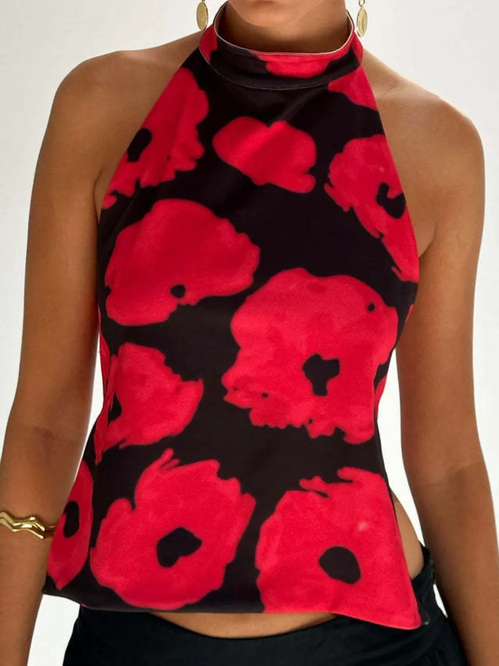 Backless Printed Halter Neck Tank, image 3