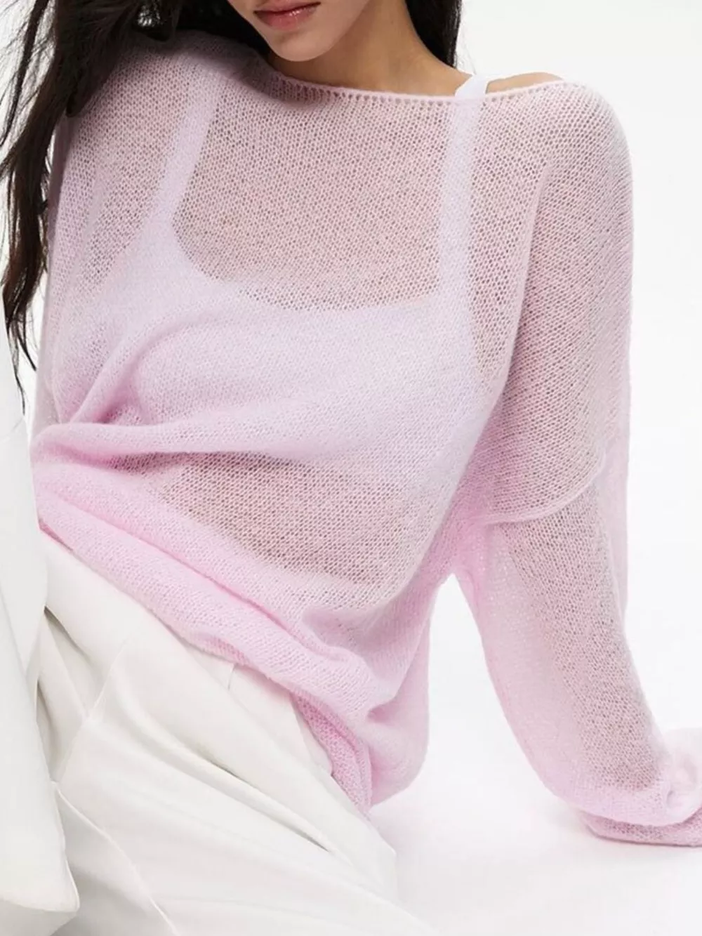 Boat Neck Dropped Shoulder Sweater, image 3