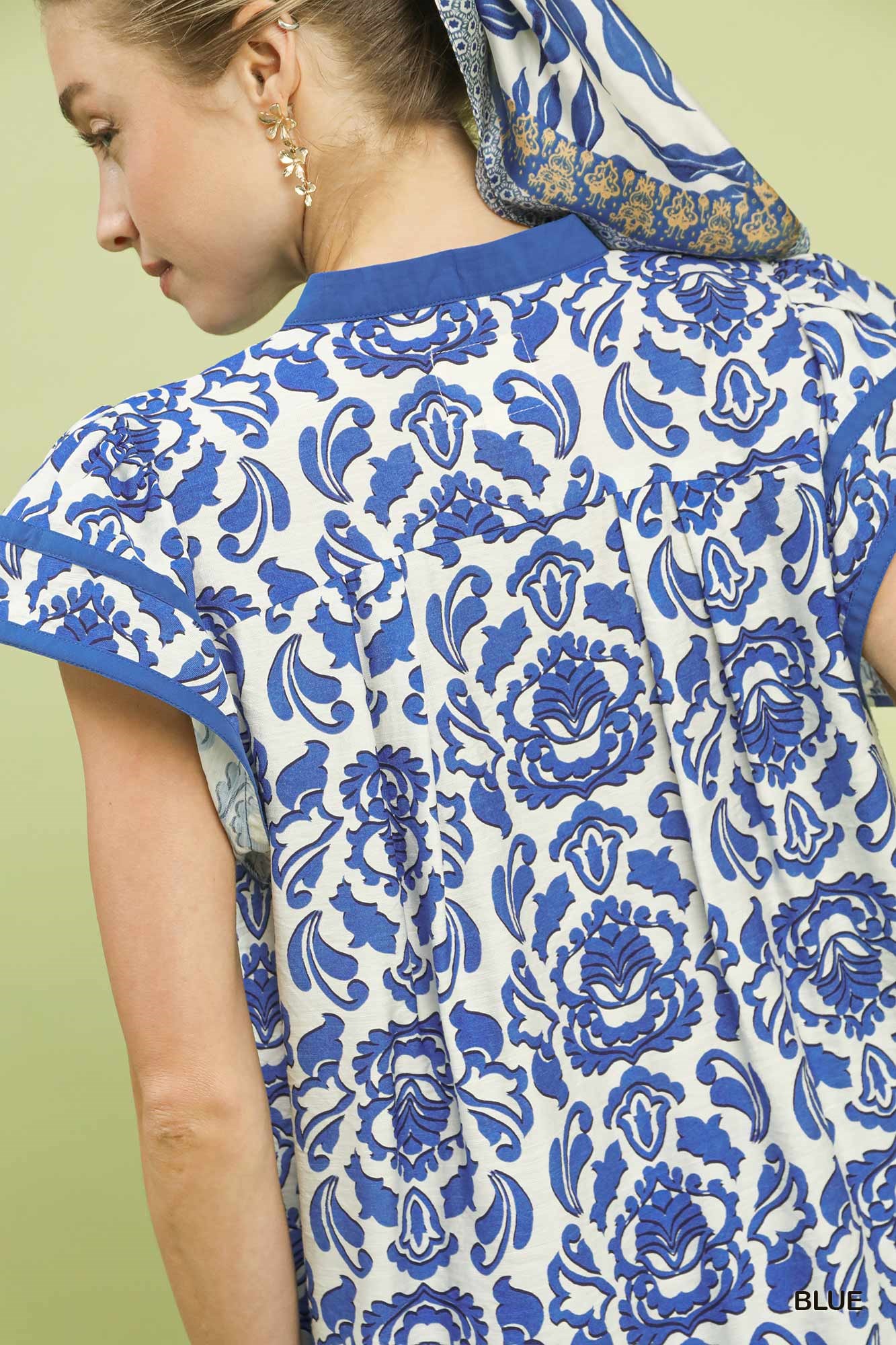 Abstract Print Short Sleeve Blouse, image 2