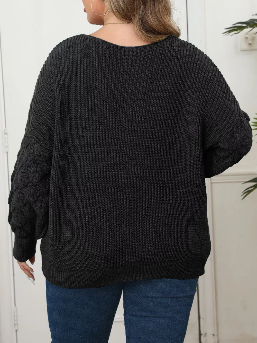 Plus Size Butterfly Dropped Shoulder Sweater, image 4