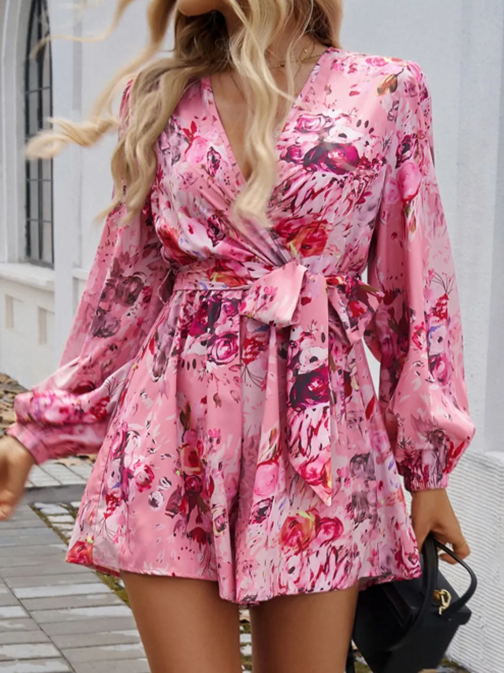 Tied Surplice Long Sleeve Romper, image 7