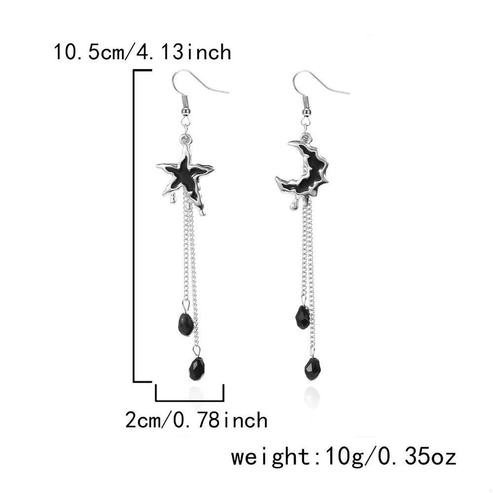 Star & Moon Chain Drop Earrings, image 6