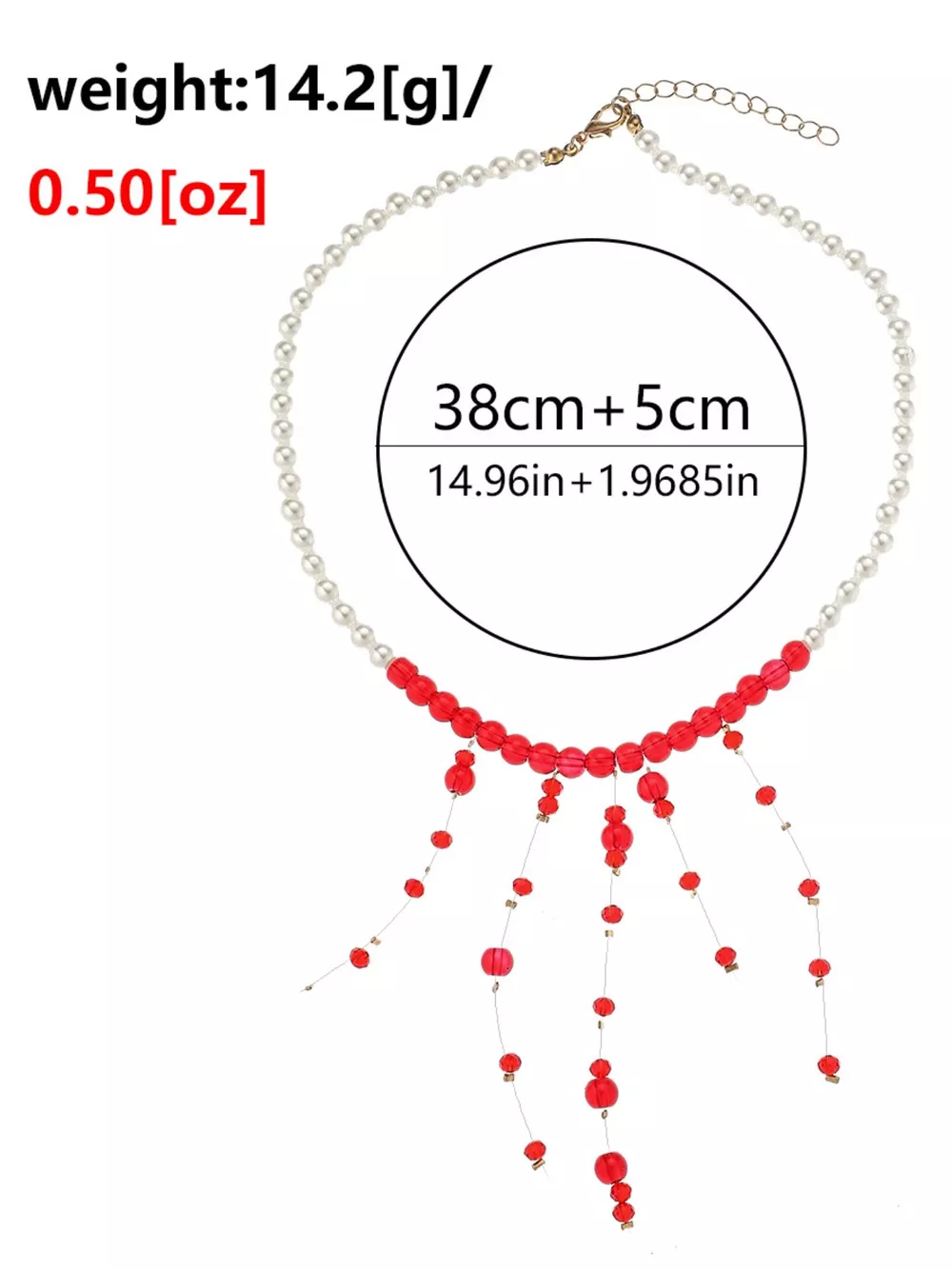 Pearl Beaded Dangle Necklace, image 6
