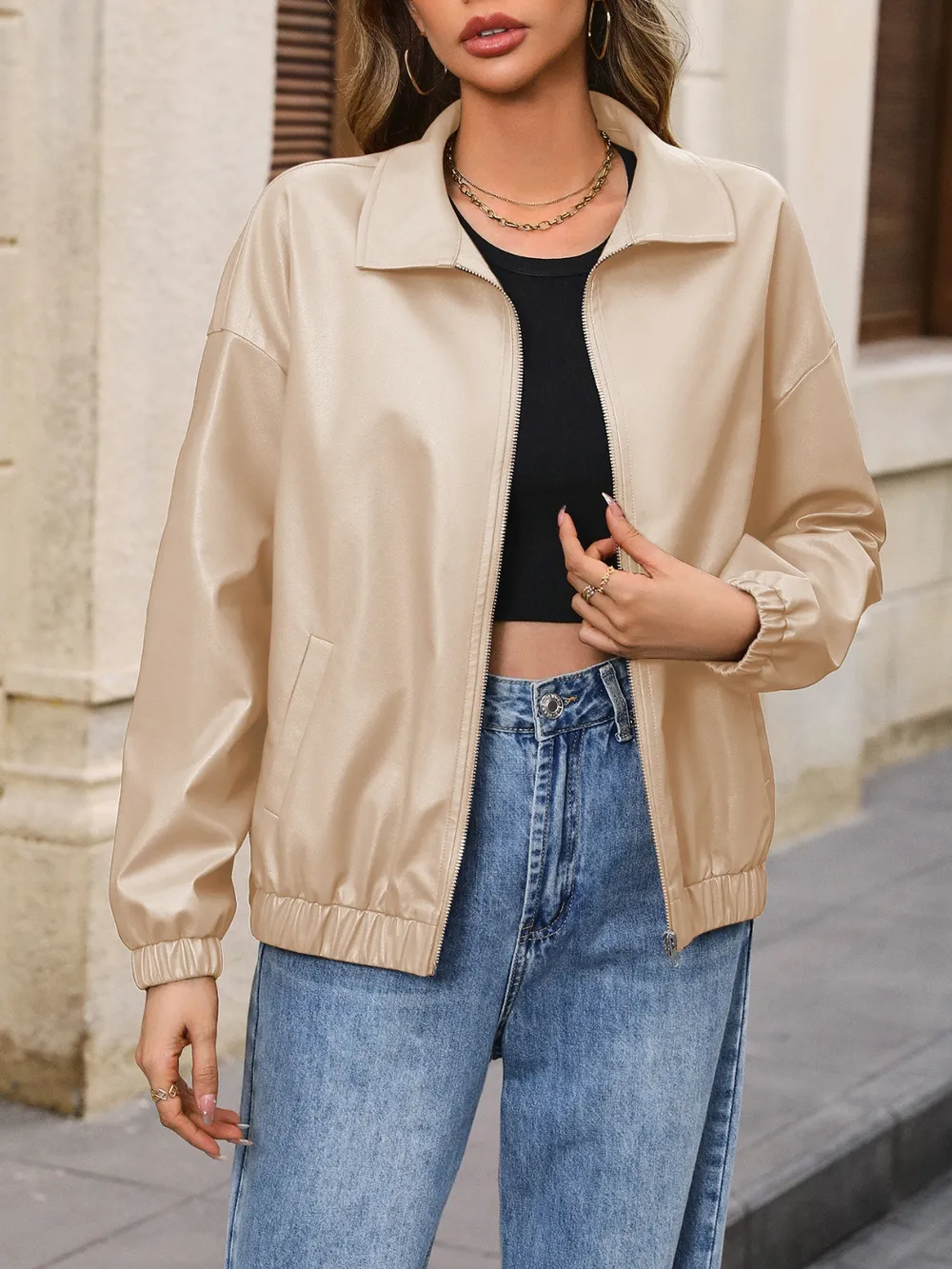 Zip Up Dropped Shoulder Jacket, image 7
