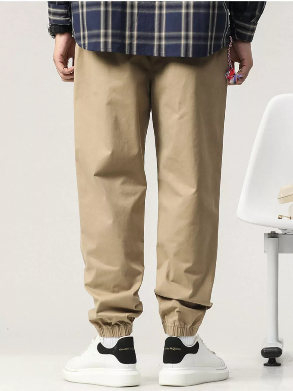 Men's Plus Size Casual Drawstring Ankle Cuffed Pants, image 6