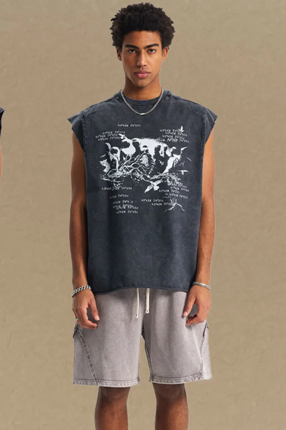 Men's Round Neck Graphic Tank, image 3