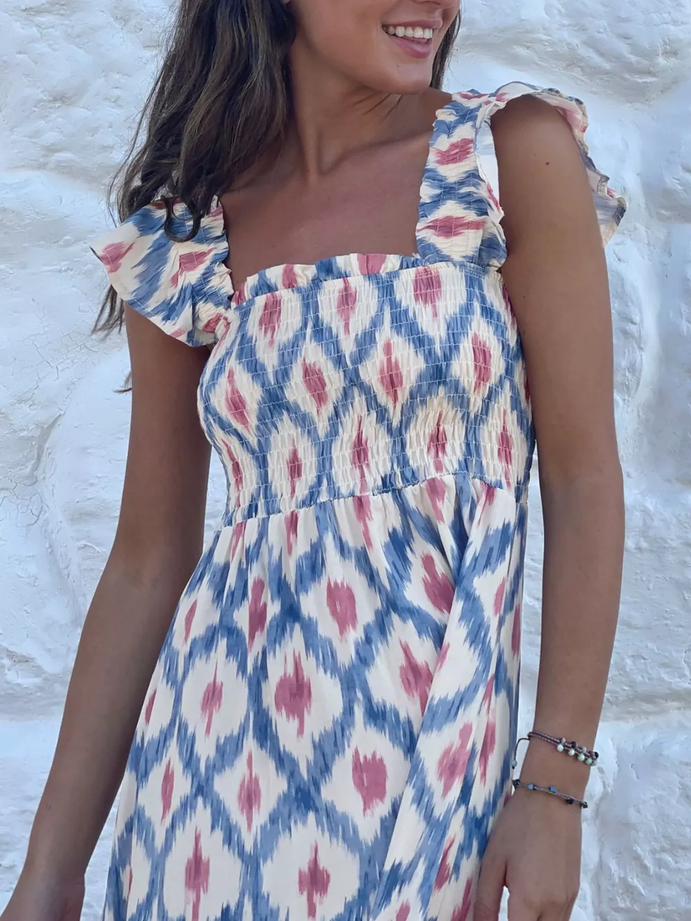 Smocked Ruffle Sleeve Maxi Dress, image 3