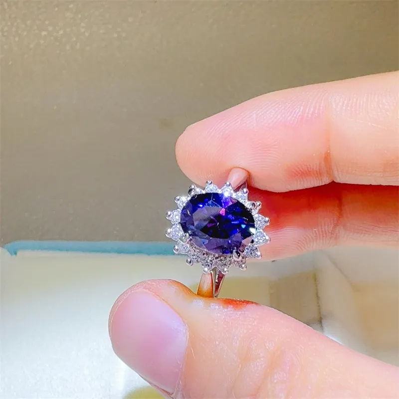 2 Carat 925 Sterling Silver Oval Moissanite Ring, image 5