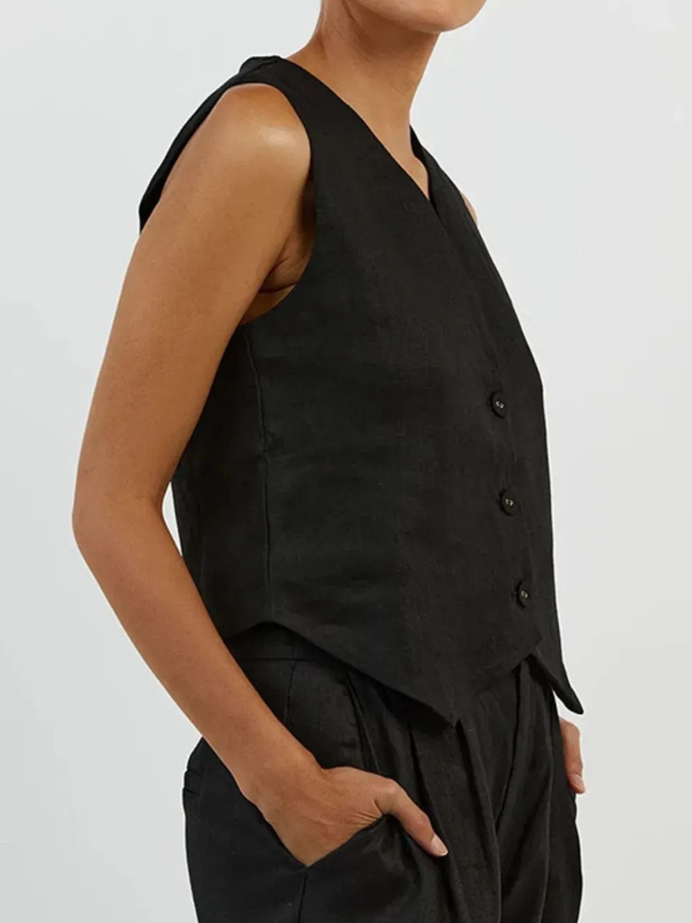 Full Size V-Neck Vest and Wide Leg Pants Set Plus Size, image 9