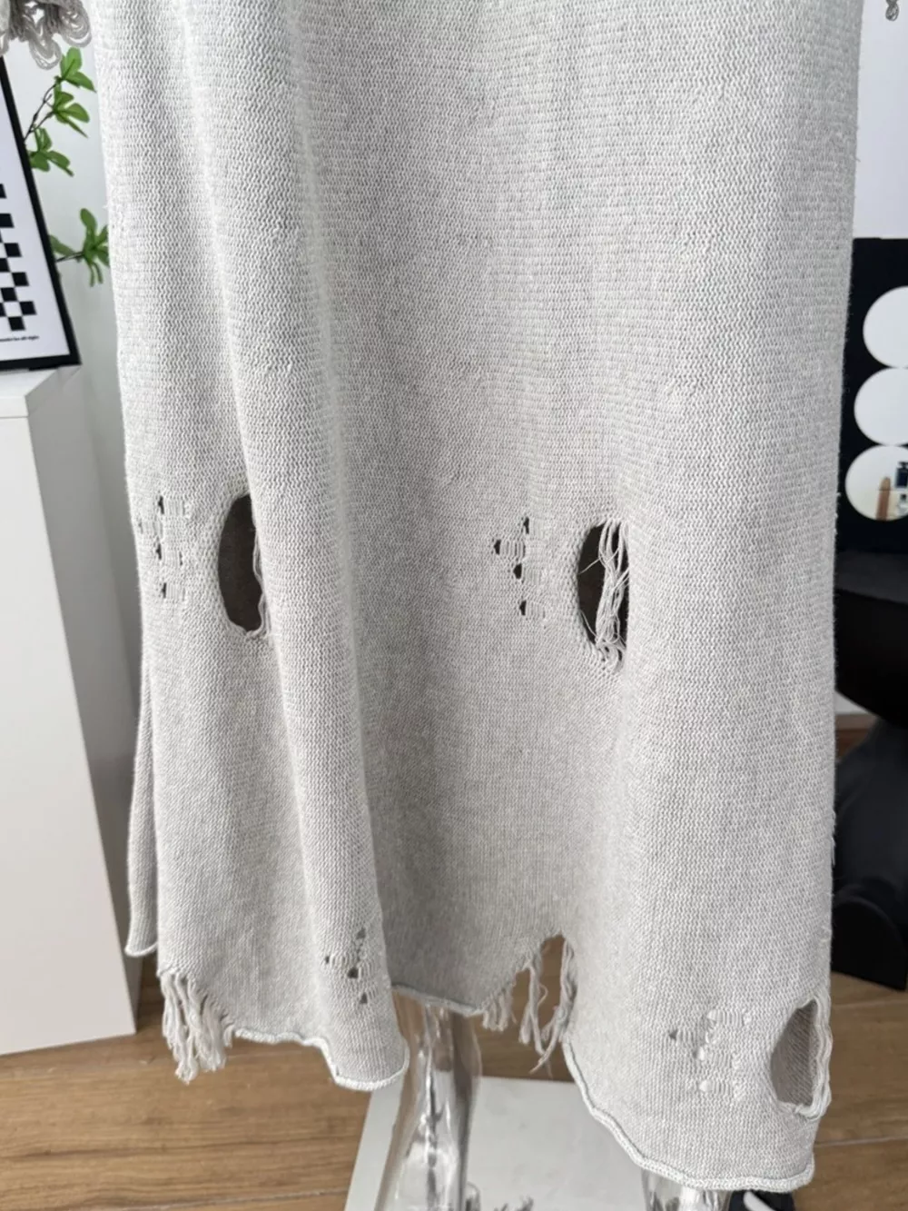 Distressed Long Sleeve Sweater and Skirt Set, image 23