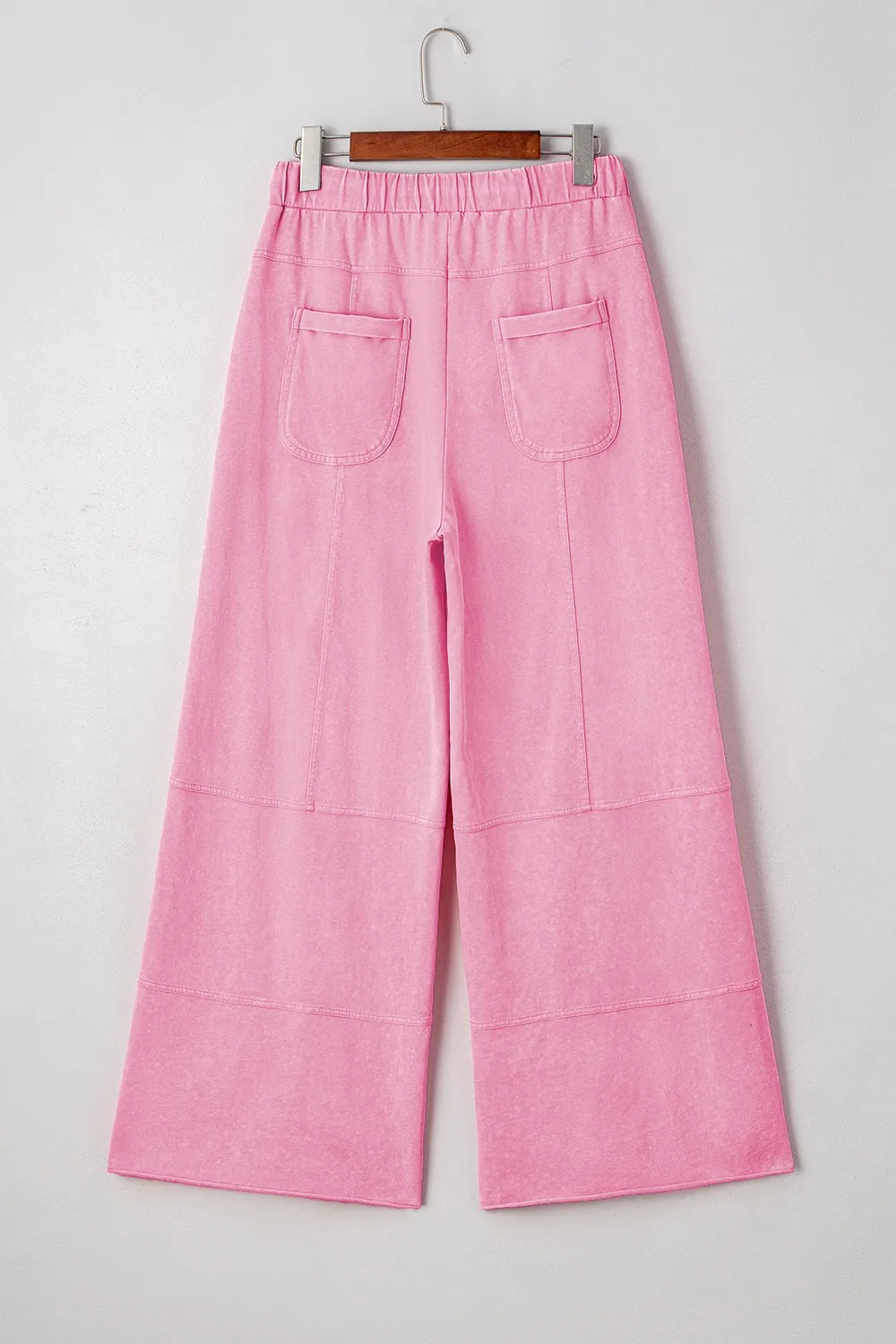 Mineral Wash Exposed Seam Drawstring High Waist Wide Leg Cargo Pants, image 2