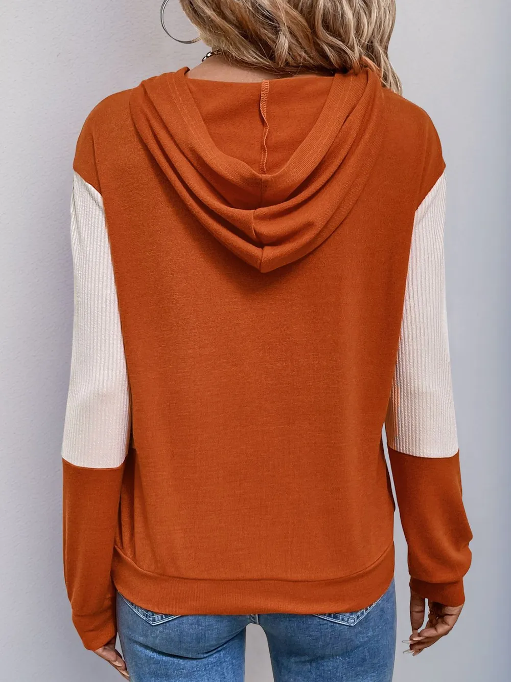 Contrast Long Sleeve Hoodie, image 2