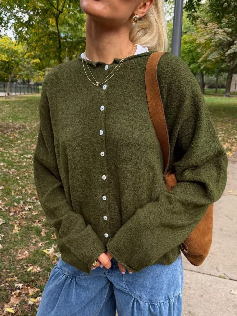 Button-Down Dropped Shoulder Cardigan, image 11