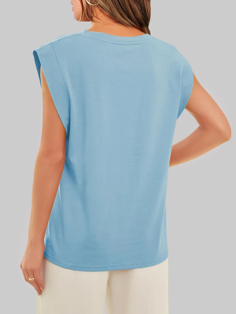 Round Neck Cap Sleeve T-Shirt, image 3