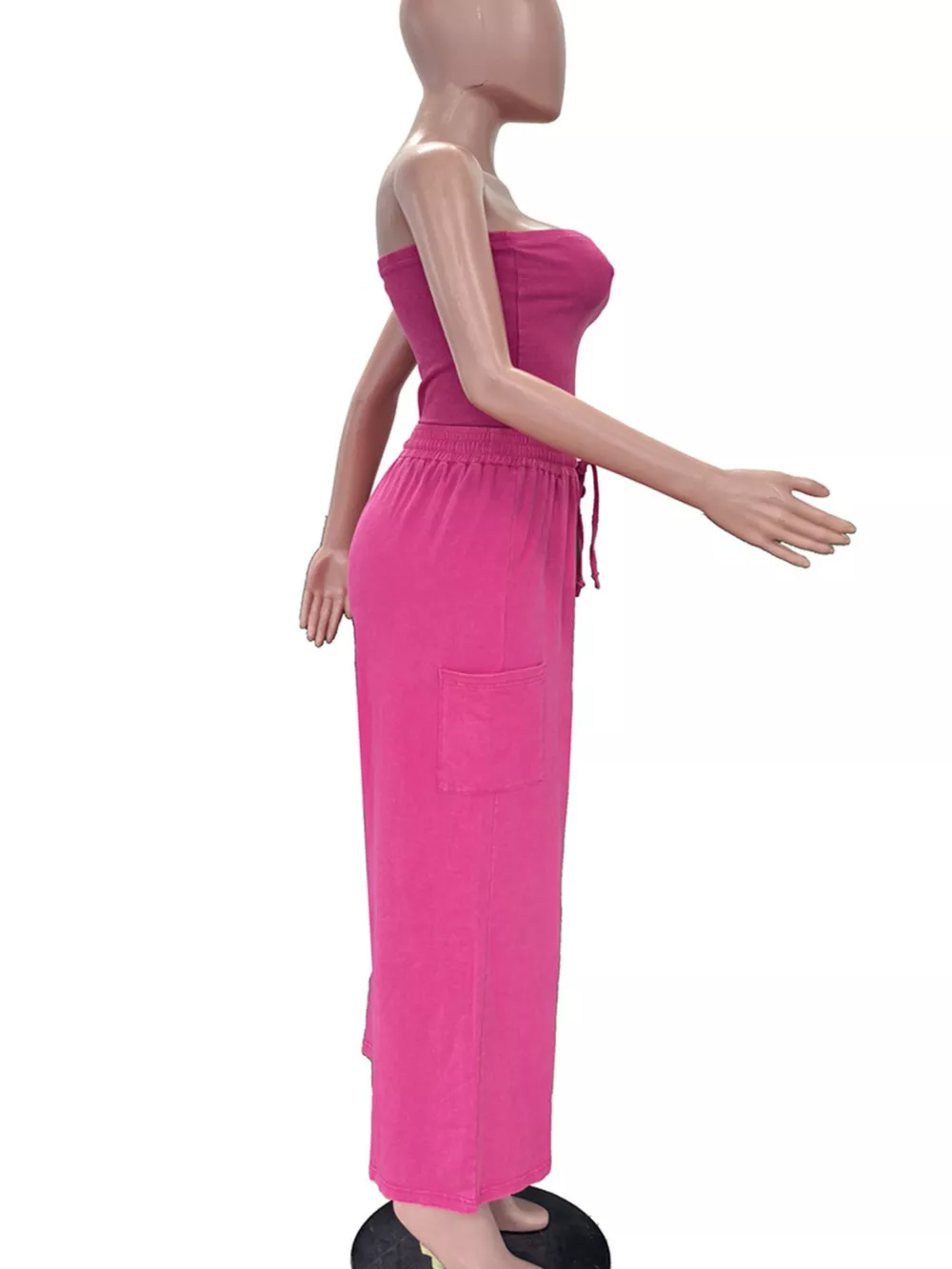 Drawstring Strapless Wide-Leg Jumpsuit, image 5