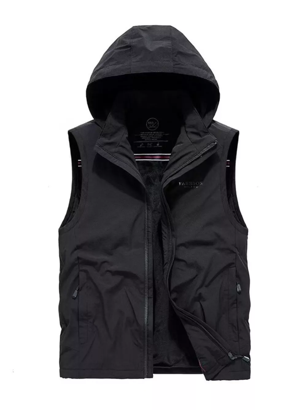 Men's Plus Size Hooded Zip Up Vest, image 2