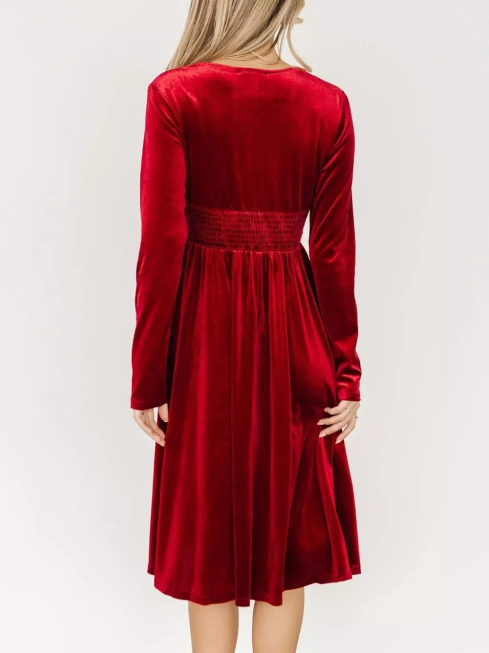 Velvet Deep V-Neck Long Sleeve Dress, image 9