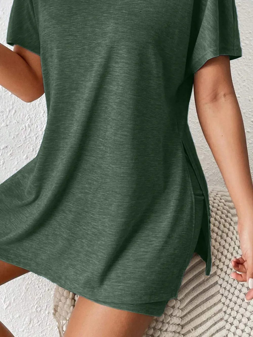 Casual Round Neck T-Shirt and Shorts Set, image 2