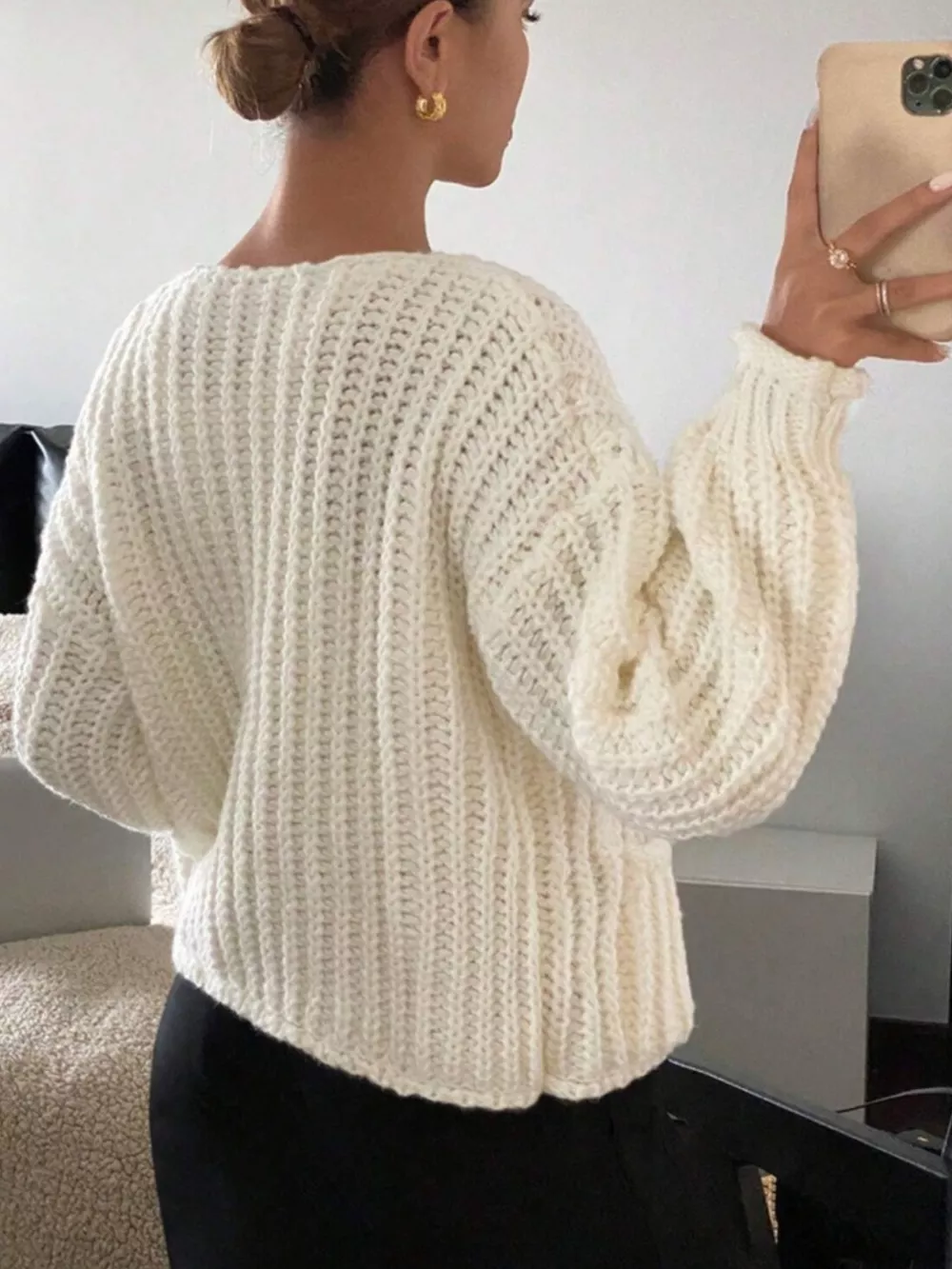 Button Up Dropped Shoulder Cardigan, image 2